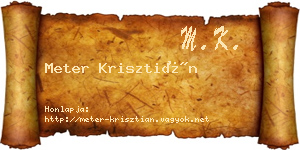 Meter Krisztián névjegykártya